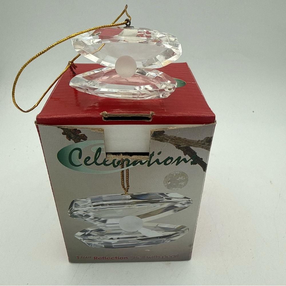 Celebrations Reflections 1 3/4” Crystal Shell W/ Faux Pearl Hanging Ornament